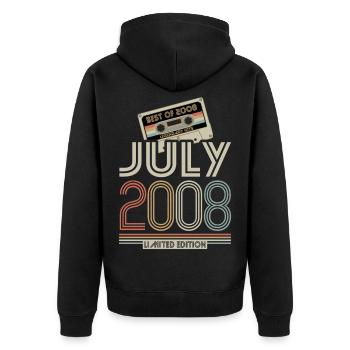 Kassette - Best of July 2008 - Geburtstag - Unisex Premium Bio Zip Hoodie - Schwarz - Hinten - Nico (187cm)