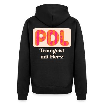 Pflegedienstleistung PDL - Teamgeist Pflege - Unisex Premium Bio Zip Hoodie - Schwarz - Hinten - Nico (187cm)