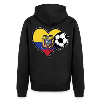 Ecuador Flagge Fußball mit Herz - Unisex Premium Bio Zip Hoodie - Schwarz - Hinten - Nico (187cm)