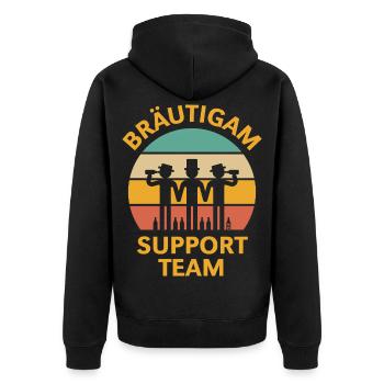 Groom Support Team (Bachelor Party Sunset / 4C) - Unisex Premium Organic Zip Hoodie - black - Back - Nico (187cm)