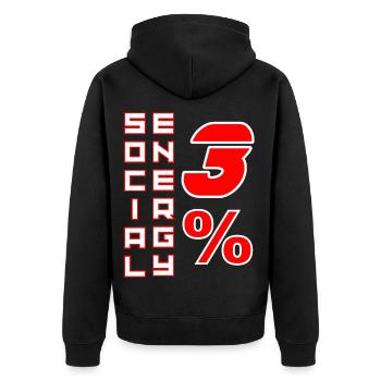 Énergie sociale 3 % - Boldi Graphics - Veste à capuche bio Premium Unisexe - noir - Dos - Nico (187cm)