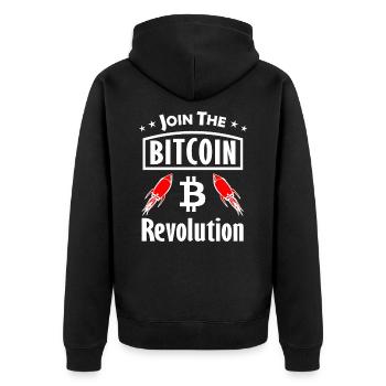 La révolution Bitcoin Rockets - Veste à capuche bio Premium Unisexe - noir - Dos - Nico (187cm)