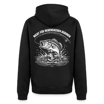 Nicht für Nebensachen Geboren Fischsprung - Unisex Premium Bio Zip Hoodie - Schwarz - Hinten - Nico (187cm)