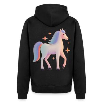 Colorful horse with stars - Unisex Premium Organic Zip Hoodie - black - Back - Nico (187cm)