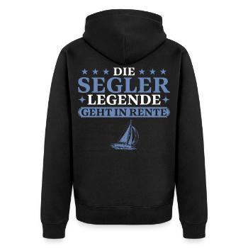 Ruhestand Segler Legende in Rente - Unisex Premium Bio Zip Hoodie - Schwarz - Hinten - Nico (187cm)