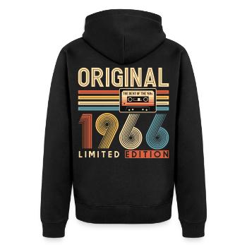 60e anniversaire, 60 ans - Veste à capuche bio Premium Unisexe - noir - Dos - Nico (187cm)