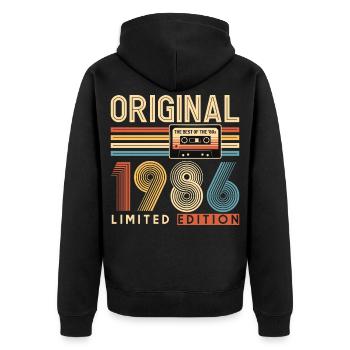 40e anniversaire, 40 ans - Veste à capuche bio Premium Unisexe - noir - Dos - Nico (187cm)