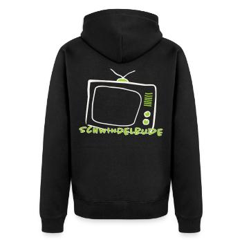 Media Review Shirt – Swindle Retro TV - Unisex Premium Organic Zip Hoodie - black - Back - Nico (187cm)