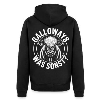 Galloway Cow Emblem - Unisex Premium Organic Zip Hoodie - black - Back - Nico (187cm)