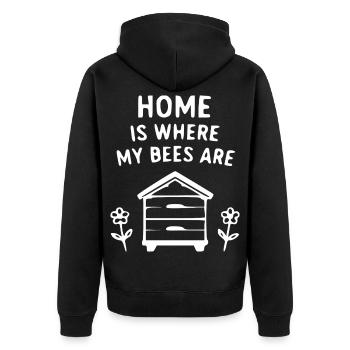 Home of Bees Illustration - Unisex Premium Organic Zip Hoodie - black - Back - Nico (187cm)
