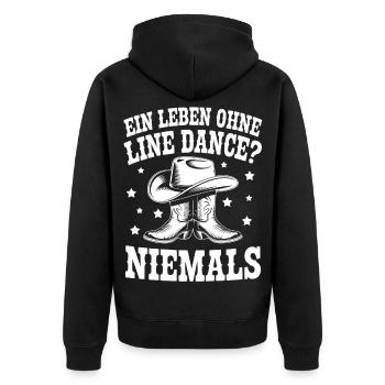 Ein Leben Ohne Line Dance Niemals - Unisex Premium Bio Zip Hoodie - Schwarz - Hinten - Nico (187cm)