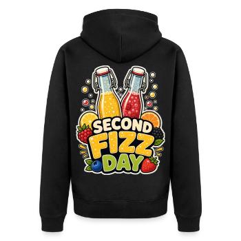 SECOND FIZZ DAY - Unisex Premium Organic Zip Hoodie - black - Back - Nico (187cm)