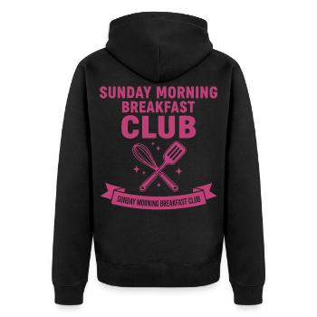 Frühstück Sonntagmorgen Frühstücksclub-Brunch - Unisex Premium Bio Zip Hoodie - Schwarz - Hinten - Nico (187cm)