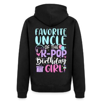 Oncle préféré de la fille d’anniversaire de K Pop - Veste à capuche bio Premium Unisexe - noir - Dos - Nico (187cm)