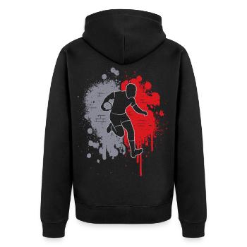 Rugby Player Splash of Color Kids Men Boys Rugby - Unisex Premium Organic Zip Hoodie - black - Back - Nico (187cm)