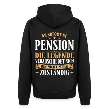 Pension Legende verabschiedet sich - Pensionierung - Unisex Premium Bio Zip Hoodie - Schwarz - Hinten - Nico (187cm)