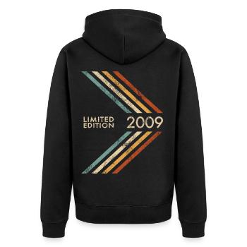 2009 édition limitée Anniversaire Girl and Boy - Veste à capuche bio Premium Unisexe - noir - Dos - Nico (187cm)