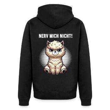 Nerv Mich Nicht Alpaka lama Alpakabesitzer Alpakas - Unisex Premium Bio Zip Hoodie - Schwarz - Hinten - Nico (187cm)