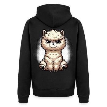 Alpaka lama Alpakabesitzer Alpakaliebhaber Lamas - Unisex Premium Bio Zip Hoodie - Schwarz - Hinten - Nico (187cm)