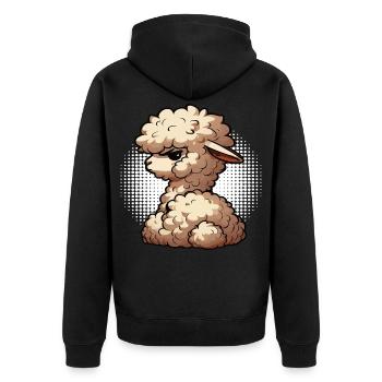 Alpaka lama Alpakabesitzer Alpakaliebhaber Lamas - Unisex Premium Bio Zip Hoodie - Schwarz - Hinten - Nico (187cm)