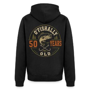 Officially 50 Years | Humor Birthday Fishing - Unisex Premium Organic Zip Hoodie - black - Back - Nico (187cm)