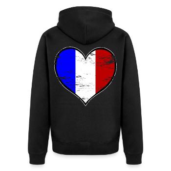Drapeau du cœur français utilisé - Veste à capuche bio Premium Unisexe - noir - Dos - Nico (187cm)