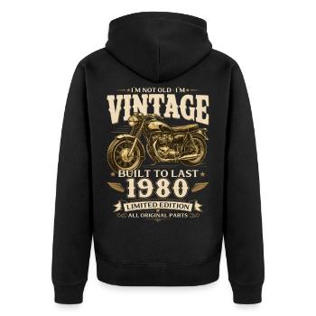 Cadeau pour 46 ans de motard Vintage années 1980 - Veste à capuche bio Premium Unisexe - noir - Dos - Nico (187cm)