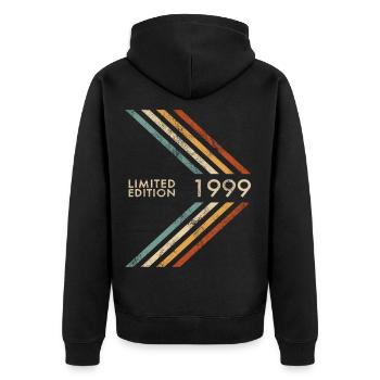 1999 Limited Edition Geburtstag Mann Frau Retro - Unisex Premium Bio Zip Hoodie - Schwarz - Hinten - Nico (187cm)