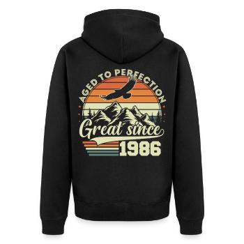 Vintage 1986 Vintage Retro Birthday Gift - Unisex Premium Organic Zip Hoodie - black - Back - Nico (187cm)