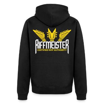 Riffmeister-Gitarren - Unisex Premium Bio Zip Hoodie - Schwarz - Hinten - Nico (187cm)