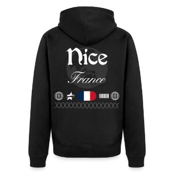 Nizza Frankreich Streetwear Reise Souvenir - Unisex Premium Bio Zip Hoodie - Schwarz - Hinten - Nico (187cm)