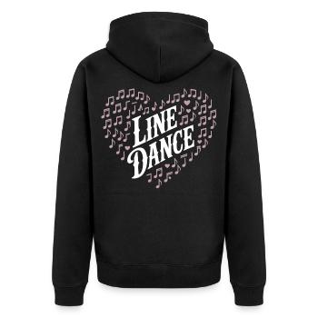 Line Dance Heart Motif - Unisex Premium Organic Zip Hoodie - black - Back - Nico (187cm)