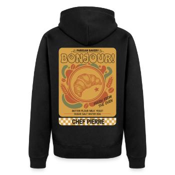 Breakfast Bonjour Parisian Bakery Fresh From The - Unisex Premium Organic Zip Hoodie - black - Back - Nico (187cm)
