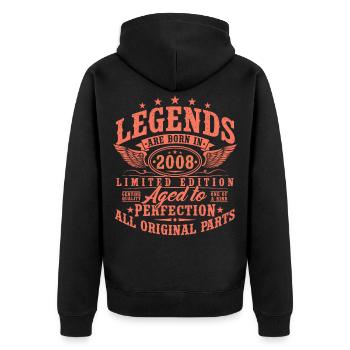 18. Geburtstag 2008 Jahrgang 18 Jahre Geschenk - Unisex Premium Bio Zip Hoodie - Schwarz - Hinten - Nico (187cm)