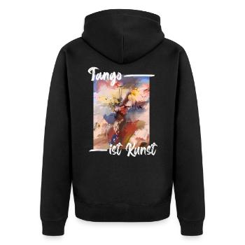 Tango ist Kunst - Unisex Premium Bio Zip Hoodie - Schwarz - Hinten - Nico (187cm)