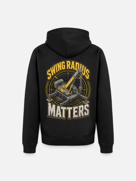 Kranführer Kranfahrer Swing Radius Matters - Unisex Premium Bio Zip Hoodie - Schwarz