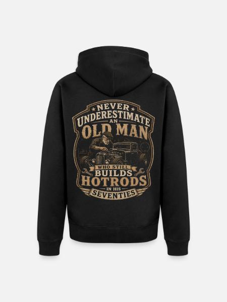 Homme 70 Ans Passion Hot Rod | Garage Vintage - Premium økologisk unisex-hættejakke - sort