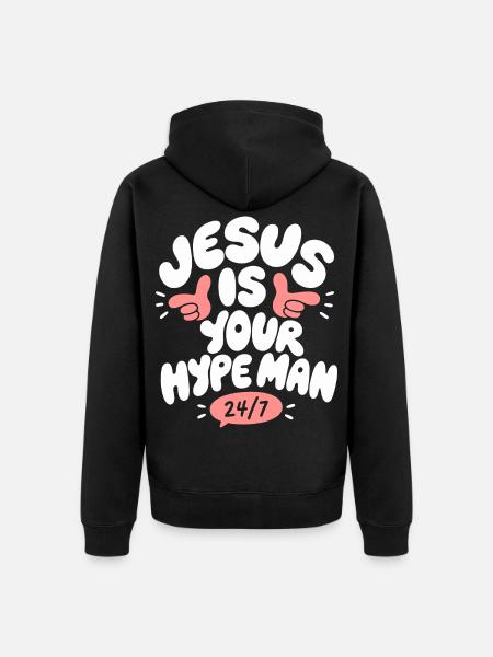 Jesus Is Your Man - Unisex Premium Bio Zip Hoodie - Schwarz