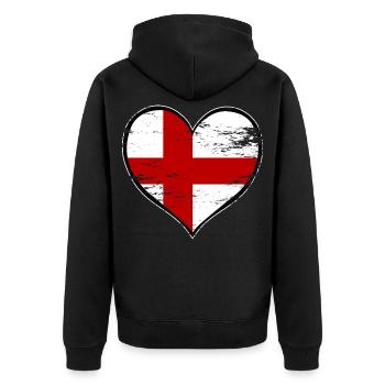 England heart flag used - Unisex Premium Organic Zip Hoodie - black - Back - Nico (187cm)