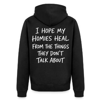 Amitié Soutien Citation Homies Positif Cadeau - Veste à capuche bio Premium Unisexe - noir - Dos - Nico (187cm)