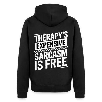 Sarcasme Thérapie gratuite coûte Cadeau amusant - Veste à capuche bio Premium Unisexe - noir - Dos - Nico (187cm)