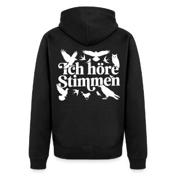 Birding Humor - Unisex Premium Bio Zip Hoodie - Schwarz - Hinten - Nico (187cm)