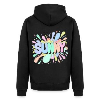 Sunny Splash Pastel Buchstaben - Unisex Premium Bio Zip Hoodie - Schwarz - Hinten - Nico (187cm)