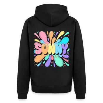 Sunny Splash Lettres Multicolores - Veste à capuche bio Premium Unisexe - noir - Dos - Nico (187cm)