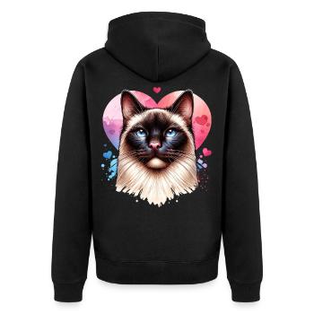 Chat siamois - Veste à capuche bio Premium Unisexe - noir - Dos - Nico (187cm)