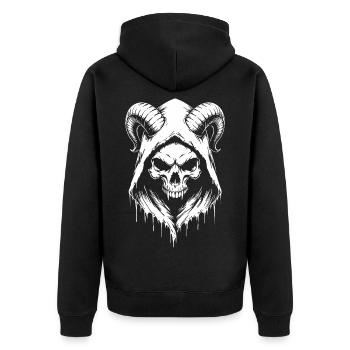 Skull with Horns Skull - Unisex Premium Organic Zip Hoodie - black - Back - Nico (187cm)