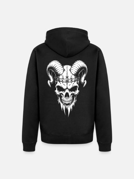 Skull with Horns Skull - Unisex Premium Organic Zip Hoodie - black