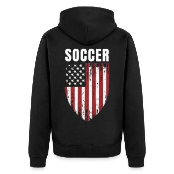 Drapeau américain du blason de soccer SOCCER USA - Veste à capuche bio Premium Unisexe - noir - Dos - Nico (187cm)