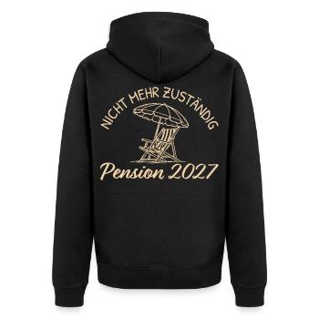 Nicht mehr zuständig Pension 2027 - Unisex Premium Bio Zip Hoodie - Schwarz - Hinten - Nico (187cm)