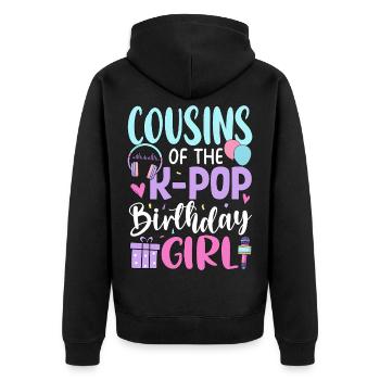Cousins de la fille anniversaire de la K-Pop - Veste à capuche bio Premium Unisexe - noir - Dos - Nico (187cm)
